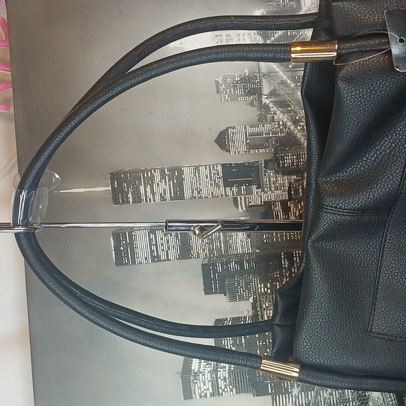 NEW! TAGS! JONES NY Black Leather Tote Bag - Picture 4 of 10
